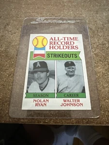 1979 Topps #417 Strikeout todos los tiempos poseedores del récord Nolan Ryan Walter Johnson Sala de Corta - Imagen 1 de 2