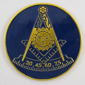 Auto Emblema Loggia Blu Past Master Alluminio (SCA-1203) Massone Massonico Massone - Foto 1 di 1