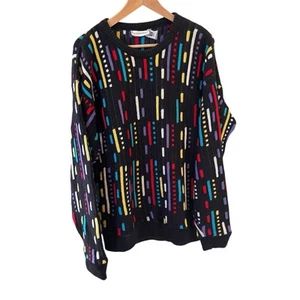 Vintage Grandpa Mens Sweater Abstract XL Knit Pullover 90s USA Geometric Comfy - Picture 1 of 9