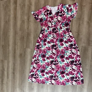Hazel Blues 4XL Plus Size Floral Maxi Dress Boho V-Neck Stretch Summer No Belt - Picture 1 of 17
