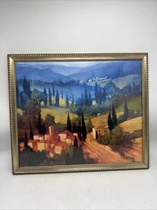 Tuscan Valley View 1998 Philip Craig Canada Watercolor Art Print Framed By KH - Picture 1 of 18