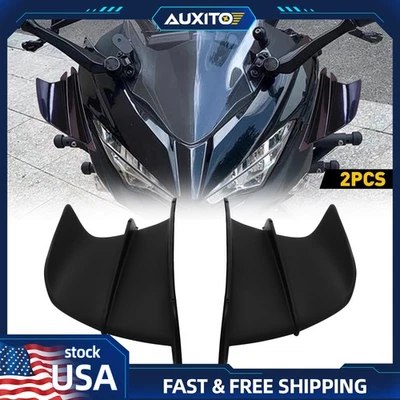 Motorcycle Body Side Winglet Deflector Air Spoiler Wing Accessories Black Gloss - Image 1 of 4