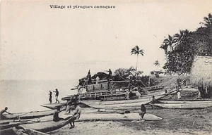 Nouvelle-Calédonie - Village et pirogues canaques - Ed. Messageries Maritimes - Picture 1 of 2