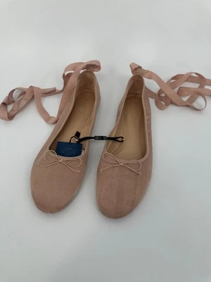 Corbata ZARA Mujer Edición Especial Ballet Plana Talla 10 Rosa Cinta Satinada Nueva con Etiquetas Foto 1 de 4