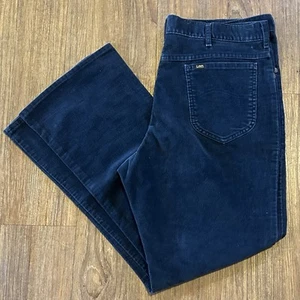 Vintage 80s-90s Lee Corduroy Navy Blue Pants 38x30, Actual 35x30 Made In USA - Picture 1 of 9