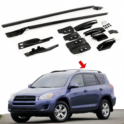 Roof Rail Fit for Toyota RAV4 RAV-4 2006-2012 Roof Rack Side Rails Carrier Black - Imagem 1 de 4