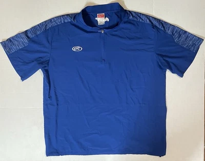Rawlings Water Repel Pullover Windbreaker Short Sleeve Jacket Blue Mens Size XL - Image 1 of 4