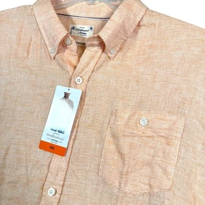 NEW Weatherproof Vintage Linen Button Up Orange Short Sleeve Shirt XXL - Picture 1 of 5