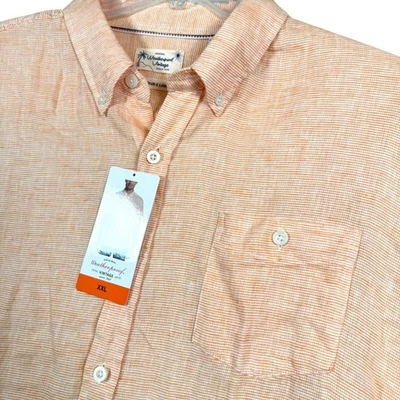 NEW Weatherproof Vintage Linen Button Up Orange Short Sleeve Shirt XXL - Image 1 of 4