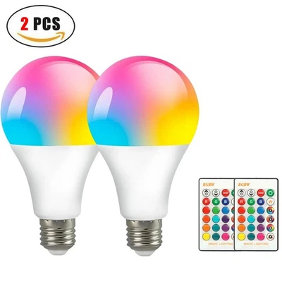 E27 RGB LED Light Bulb 16 Color Changing Magic RGBW Lamp Remote Control Colorful - Image 1 of 4