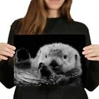 A4 BW - Sea Otter Floating Poster 29.7X21cm280gsm #37222