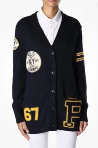 150 POLO RALPH LAUREN WOMEN'S LONG SLEEVE VARSITY CARDIGAN SIZE L - Picture 1 of 11