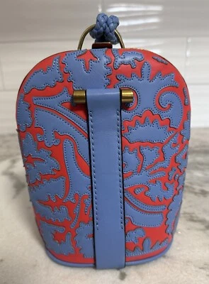 Tory Burch Blue Red Leather Dome Clutch Mini Handbag - Изображение 1 из 4
