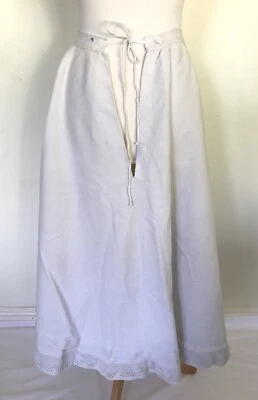 Antique Edwardian Cotton Tie Waist Skirt Underskirt | XS 6 8 - Image 1 of 4