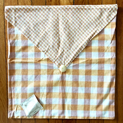 Capa de travesseiro xadrez Pottery Barn cottage 18" fecho de botão NOVA ETIQUETA amarelo bronzeado G - Imagem 1 de 4