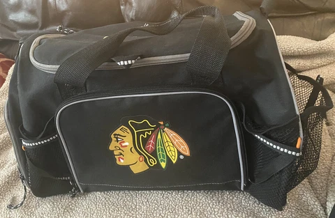 Chicago Blackhawks Black Duffle Bag Gym Carry On Travel Duffel Horseshoe Casino Cover
