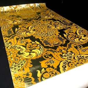 Designer Wallpaper James Seeman New York Gold Flocked Foil 1970s 25.8M Rare! - Picture 1 of 14