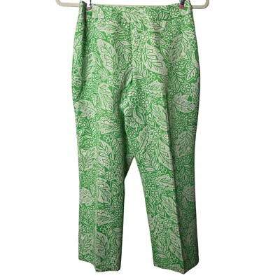 Pantalones Pendelton Mujer Talla 2 Verde Blanco Seda Algodón Tropical Floral Cremallera Lateral Foto 1 de 4