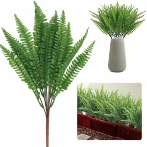 1-10pack Artificial Fake Boston Fern Plant Bushes Artificial Ferns Outdoor Decor - Picture 1 of 13