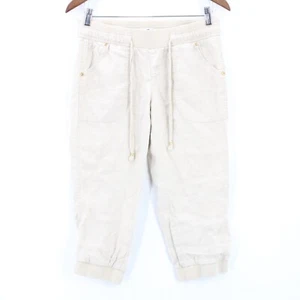 J.Crew Linen Joggers Women's Casual Beige Pull On Drawstring Size Small S - Picture 1 of 7