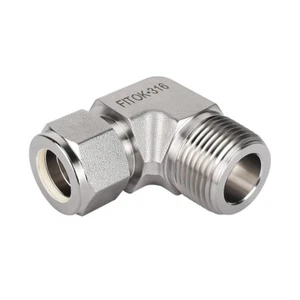 FITOK 3/8 in Tube OD x 3/4 Male NPT 316 SS 90 Degree Elbow Compression Fitting - Picture 1 of 1