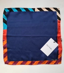 New Paul Smith Pocket Square “Chevron” Handkerchief blue/multi - Picture 1 of 3