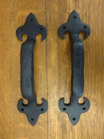 2 BROWN XL LILY DOOR GATE BARN HANDLES PULL 11.5" RUSTIC ANTIQUE-STYLE CAST IRON Cover