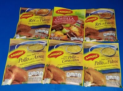 PACK DE 6 VARIEDADES MAGGI; 3 SABORES POLLO Y 3 CARNE/COSTILLA  Foto 1 de 2