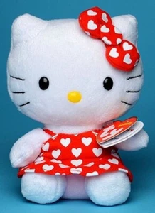 Ty Beanie Baby ❤️ HELLO KITTY RED HEART DRESS UK EXCLUSIVE 6"  PLUSH New MWMT's - Picture 1 of 1