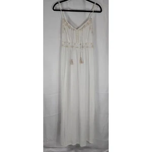 Maxi Vestido Japna Blanco Bordado Sin Mangas Verano Calado Cottage Prairie Pequeño - Imagen 1 de 13