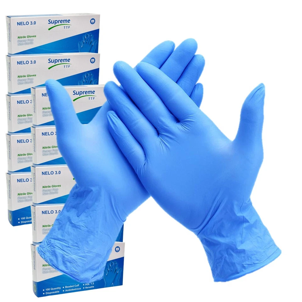 100 DISPOSABLE NITRILE GLOVES POWDER LATEX FREE BLUE Medical S/M/L/XL 1000 2000 - Image 1 of 1
