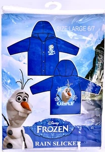 Disney Frozen Rain Slicker,Olaf,Hood,dark Blue,100%Vinyl,Snaps,Medium 4/5 - Picture 1 of 2