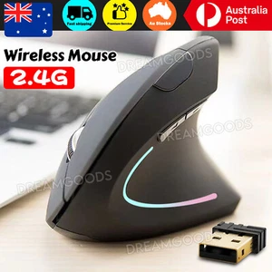 Ergonomic Mice USB Receiver Vertical Wireless Optical Mouse PC Laptop Computer - Picture 1 of 9
