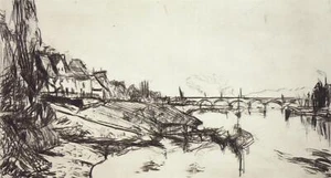 ERNST HASSEBRAUK - Elbbrücke bei Pirna - Radierung - um 1960 - Picture 1 of 3