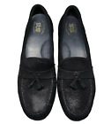 SAS Women's Shoe Black Loafer Sz 9 1/2 N Suede Leather w/ tassels