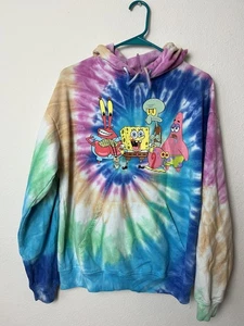 SpongeBob SquarePants Hoodie Mens M Pullover Sweatshirt Tie Dye Nostalgia Artsy - Picture 1 of 10