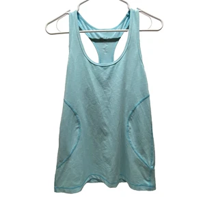 Camiseta sin mangas Zella Racerback para mujer mediana azul aguamarina blanca a rayas ropa deportiva nueva sin etiquetas - Imagen 1 de 6