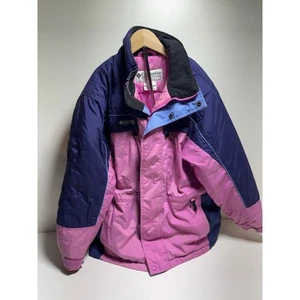 Columbia Girls Outdoor Jacket Coat Sz 14/16 Pink Blue Lined Insulated - Picture 1 of 8
