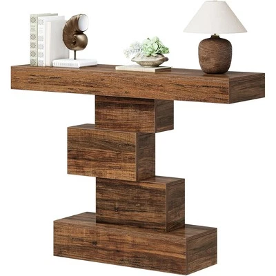 Farmhouse Console Table Narrow Wood Sofa Table Behind Couch Industrial Entryway - Image 1 of 4