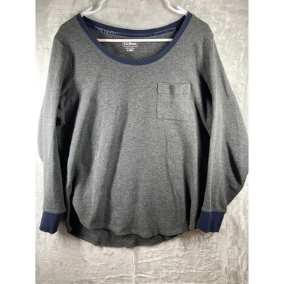 L. L. Bean Women's  Gray Long Sleeve Tee-Shirt round layered neck~ Size Large - Image 1 of 4