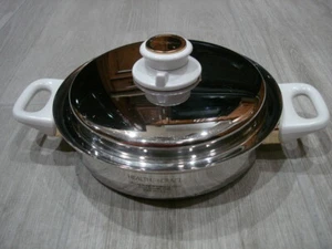 HealthCraft 8 1/2" 1 1/4 Qt Saute Pan 5 PLY NICROMIUM Surgical Steel W/Lid White - Picture 1 of 8