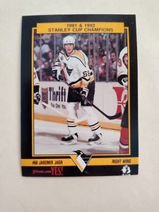 JAROMIR JAGR Pittsburgh PENGUINS 1993 FOODLAND HOCKEY CARD #3 of 18