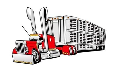 Peterbilt Big Rig Semi Truck Cartoontees Tshirt 1033 Livestock Hauler auto art - Image 1 of 2