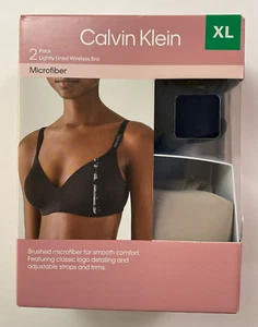 Calvin Klein 2-Pack Lightly Lined Wireless Bra Brushed Microfiber, Multicolor XL - Picture 1 of 4