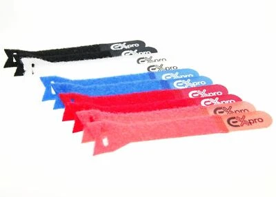 EX-PRO 10x Reusable Nylon Strap Hook Loop Hifi Audio HDMI Cable Lead Pull Ties Coloured