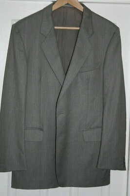 JAEGER JACKET BLAZER SIZE 44R IN 100% WOOL MADE IN GB IN A BEIGE FINE STRIPE - Image 1 of 4