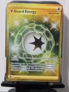 Juego de cartas coleccionables Pokémon V Guard Energy 215/195 Gold Secret raro Silver Tempest - Imagen 1 de 2