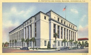 Jacksonville Florida US Post Office & Federal Building 1935 Postcard - Picture 1 of 2
