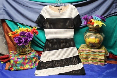 muse Women's Black White Skinny Sheath Dress Size 8 Pencil dressy classic  Sale* - Image 1 of 4