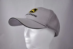 John Deere Gris Sombrero Gorra Forrada Malla Trasera Gancho y Correa de Bucle Cierre - Imagen 1 de 5
